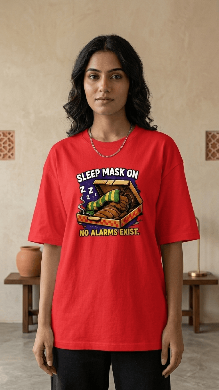 Sleep mask On Cockroach Oversized T-Shirt – Premium Cotton Graphic Streetwear Tee 0