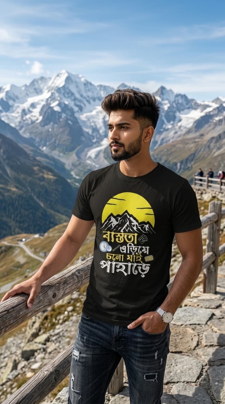 চলো যাই পাহাড়ে Cholo Jai Pahare Bengali Graphic Tee 0