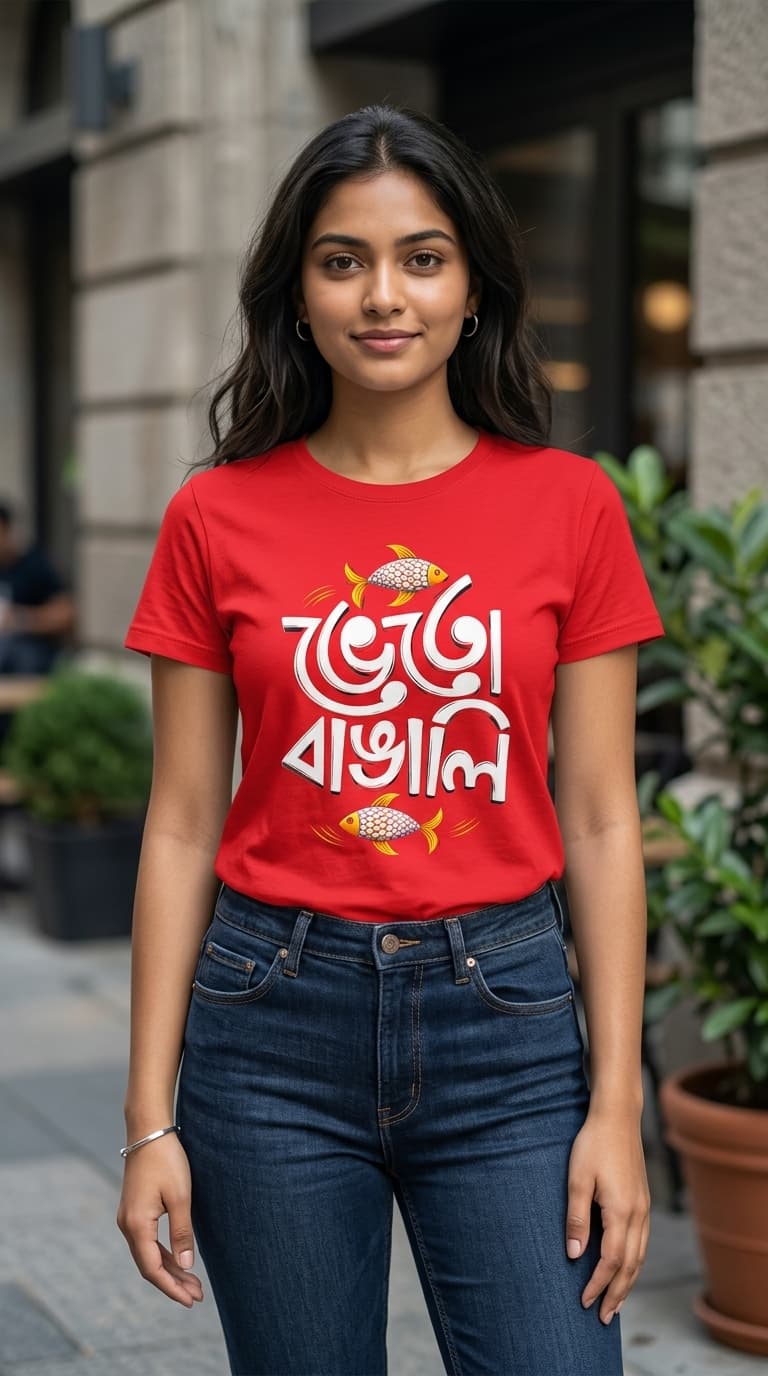 ভেতো বাঙালি Bengali Typography T-Shirt – Premium Cotton Regular Fit Tee 1