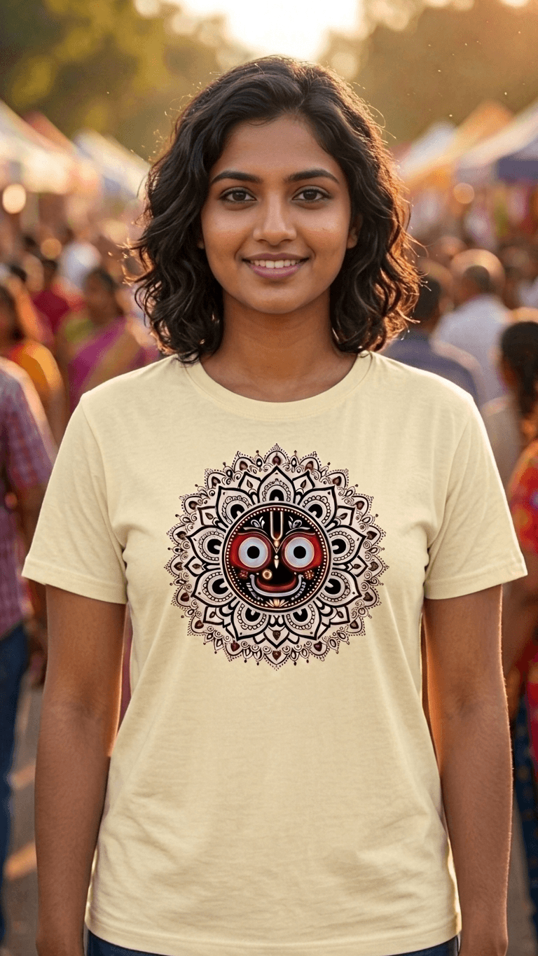 Jagannath Eye Mandala Graphic T-Shirt – Premium Cotton Regular Fit Spiritual Tee 0