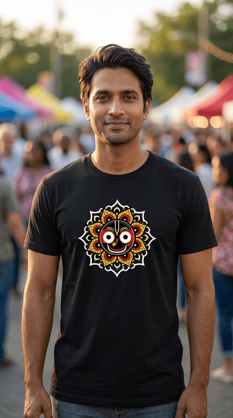 Jagannath — Sacred Darshan Mandala Graphic T-Shirt | Premium Bio-Wash Cotton Spiritual Tee 1