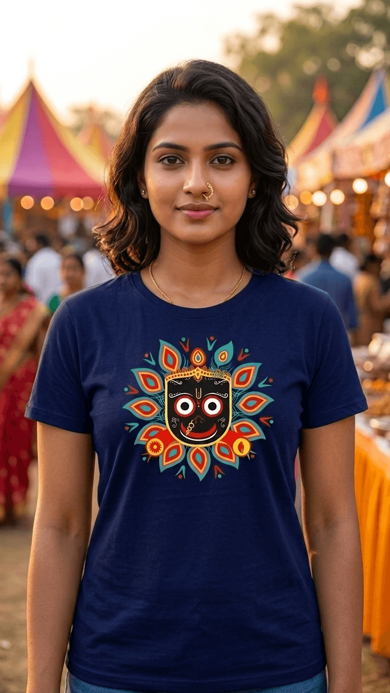 Mandala Art Jagannath | Premium Bio-Wash Cotton Spiritual Tee 0