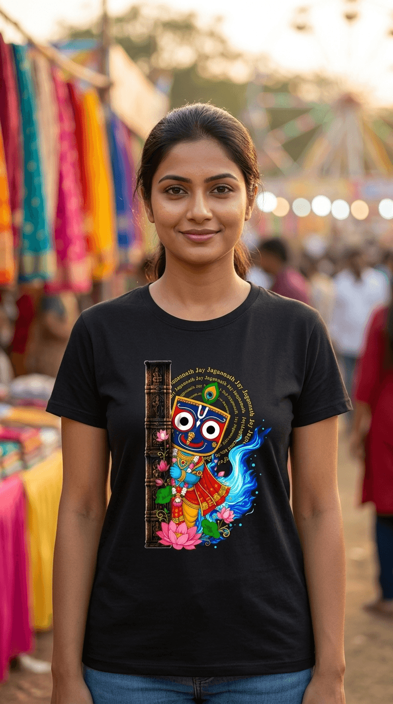 Jai Jagannath Devotional Graphic T-Shirt | Premium Cotton Spiritual Tee 0