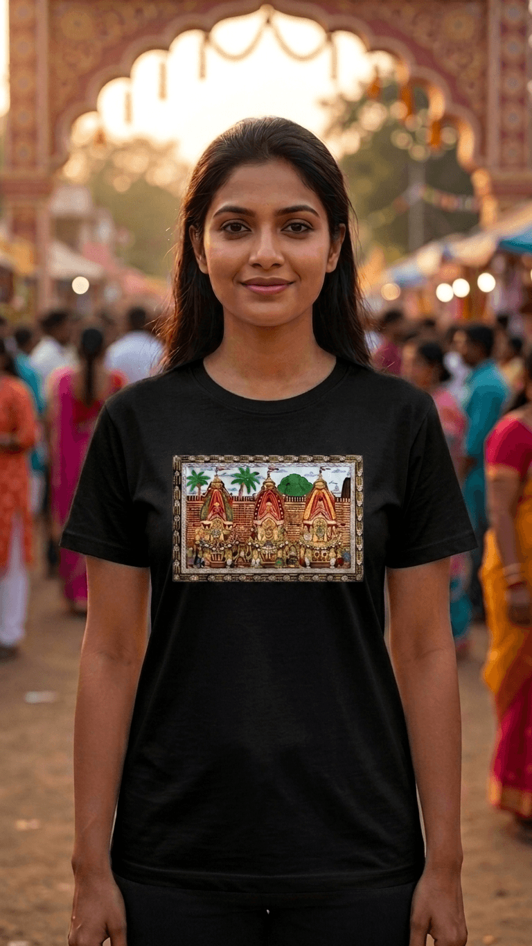 Jagannath Rath — Rath Yatra Chariot Devotional Graphic T-Shirt | Premium Cotton Casual Spiritual Tee 1
