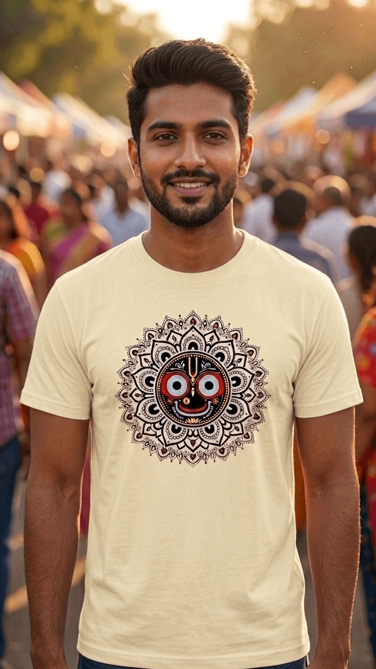 Jagannath Eye Mandala Graphic T-Shirt – Premium Cotton Regular Fit Spiritual Tee 1