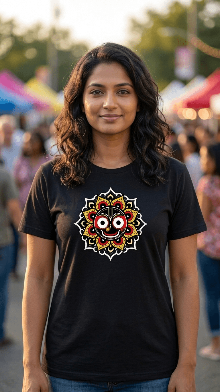 Jagannath — Sacred Darshan Mandala Graphic T-Shirt | Premium Bio-Wash Cotton Spiritual Tee 0