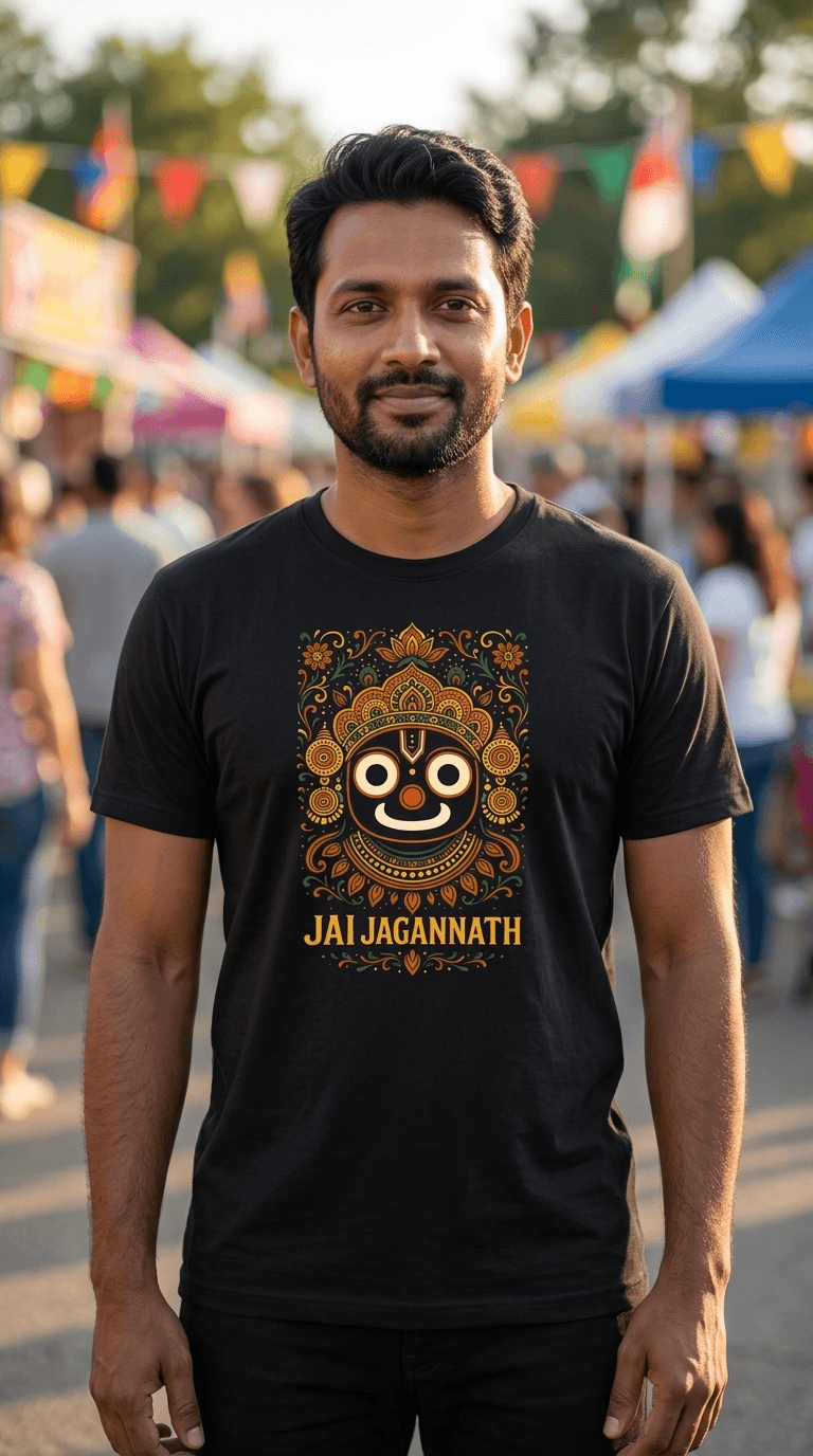 Jagannath Graphic T-Shirt – 180 GSM Premium Cotton Regular Fit Spiritual Tee 1