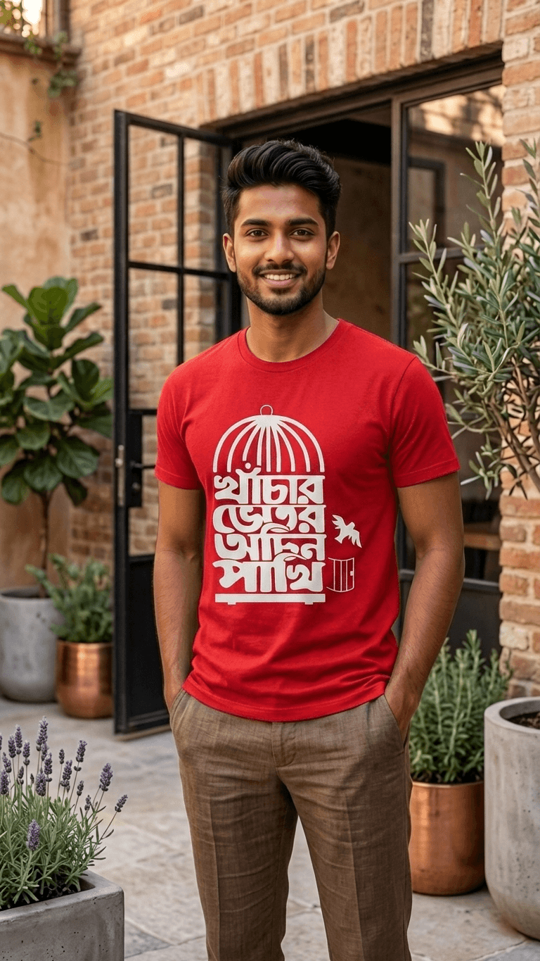 অচিন পাখি Bengali Graphics Teees/Premium Cotton Regularfit Bio-wash 1