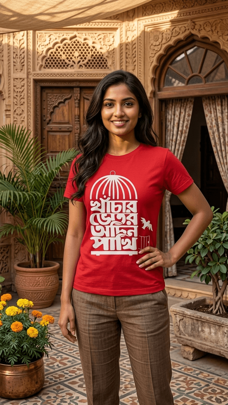 অচিন পাখি Bengali Graphics Teees/Premium Cotton Regularfit Bio-wash 0