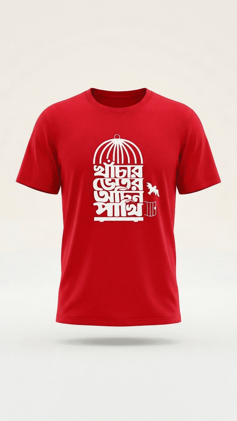 অচিন পাখি Bengali Graphics Teees/Premium Cotton Regularfit Bio-wash 2