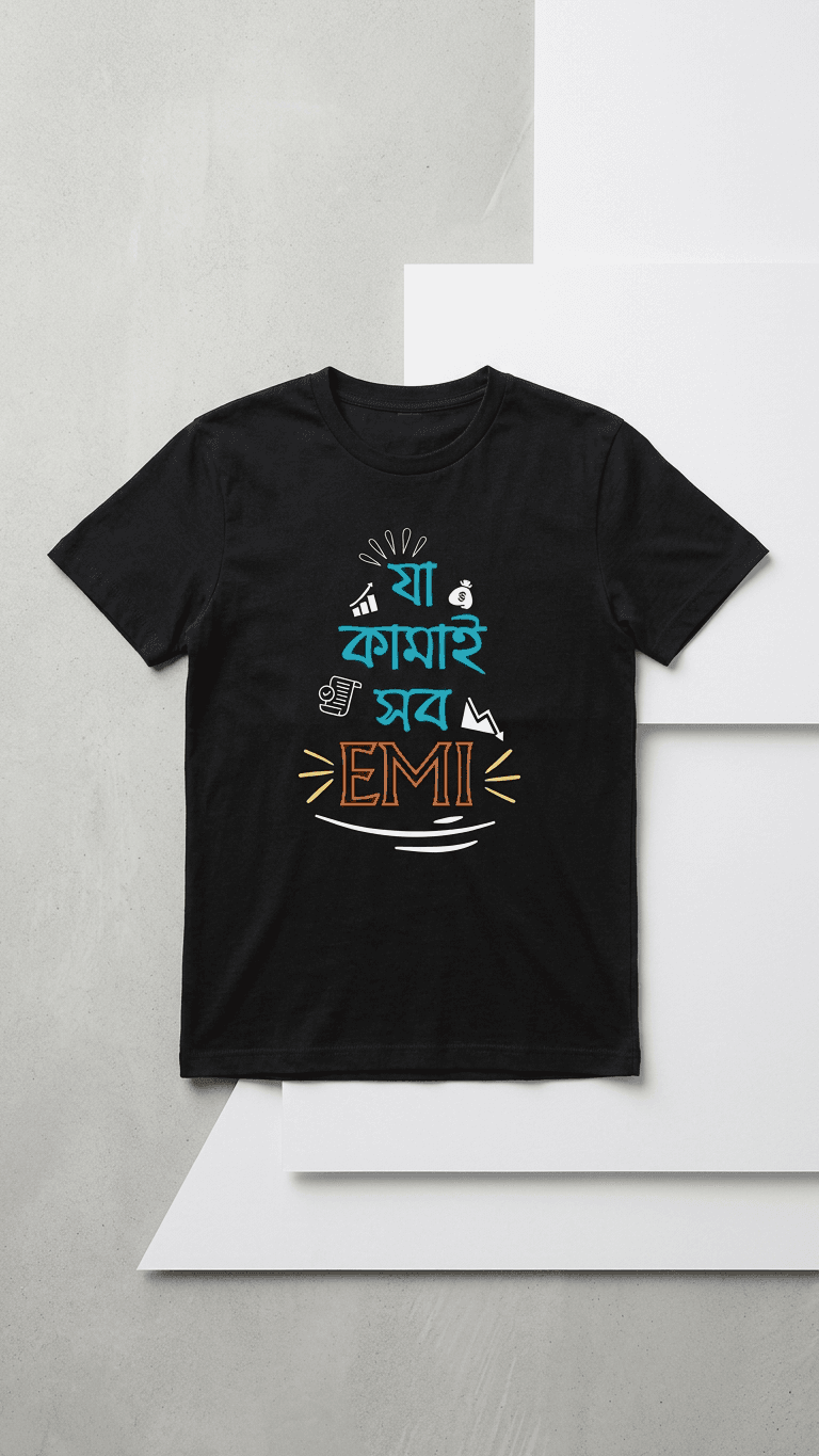 যা কামাই সব EMI — Bengali Funny Relatable Graphic T-Shirt | Middle Class Humour Premium Cotton Tee 2