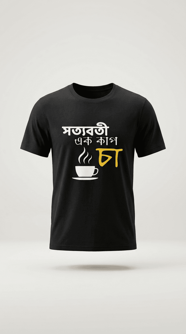 সত্যবতী এক কাপ চা — Bengali Tea Culture Humour Graphic T-Shirt | Premium Cotton Casual Adda Tee 2