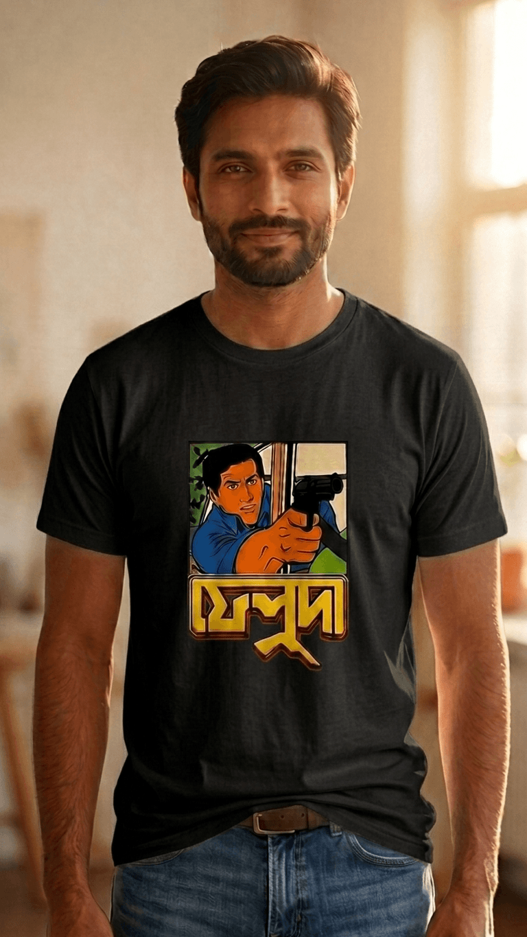 Feluda with Gun Iconic pose T-Shirt 1