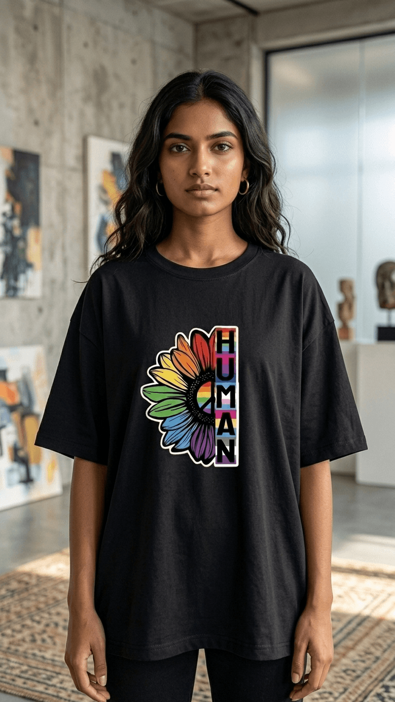 Be Human Pride Typography T-Shirt | LGBTQ+ Tee for Pride Month 1