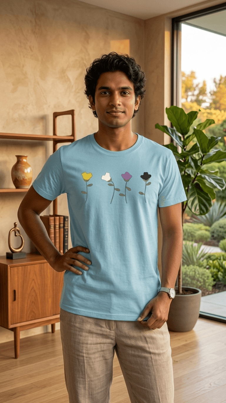 The Non-Binary Florets — Floral Pride Graphic T-Shirt | Soft Casual Tee 1