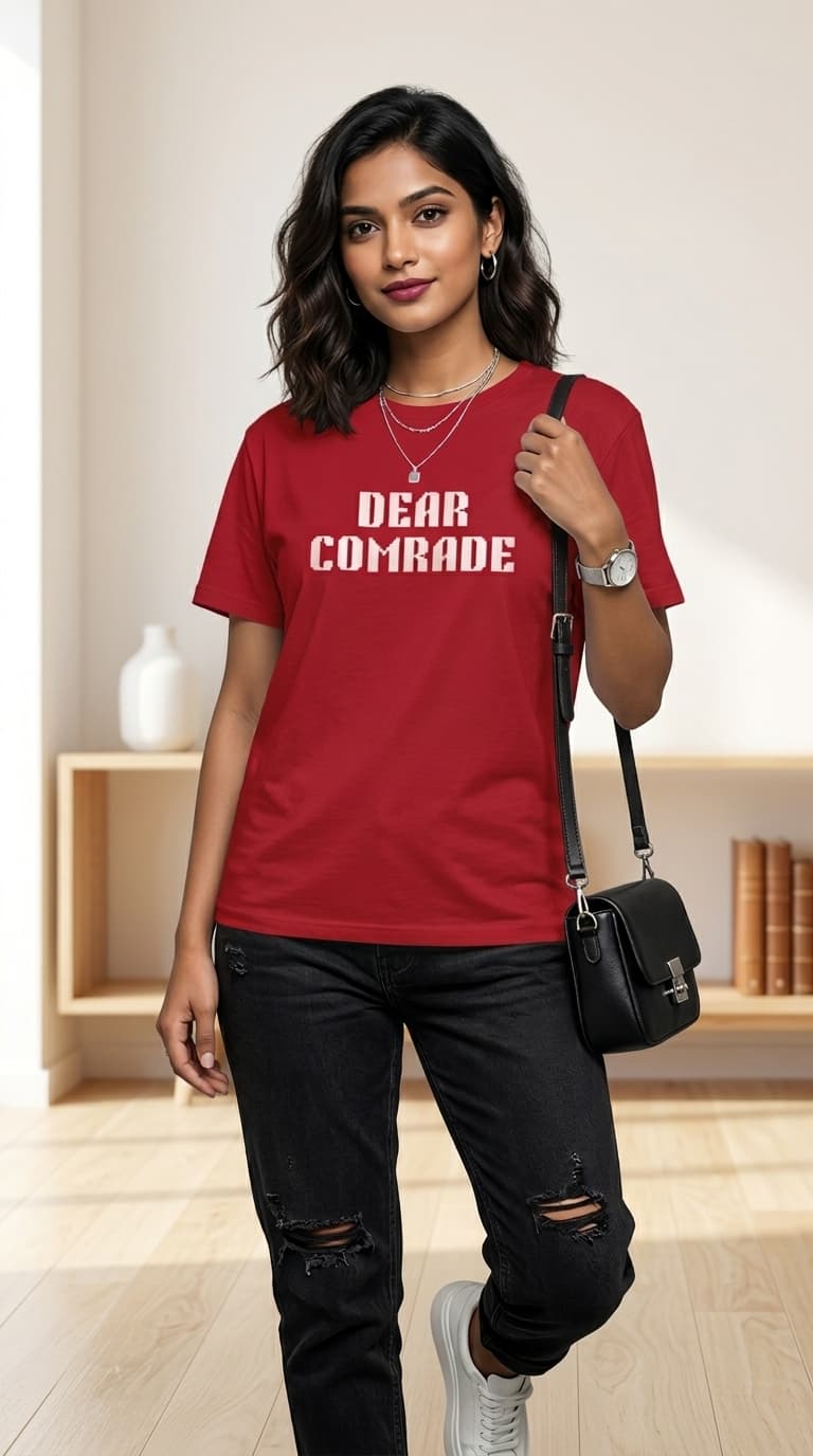 Dear Comrade Graphic T-Shirt – Premium Cotton Red Round Neck Statement Tee 1