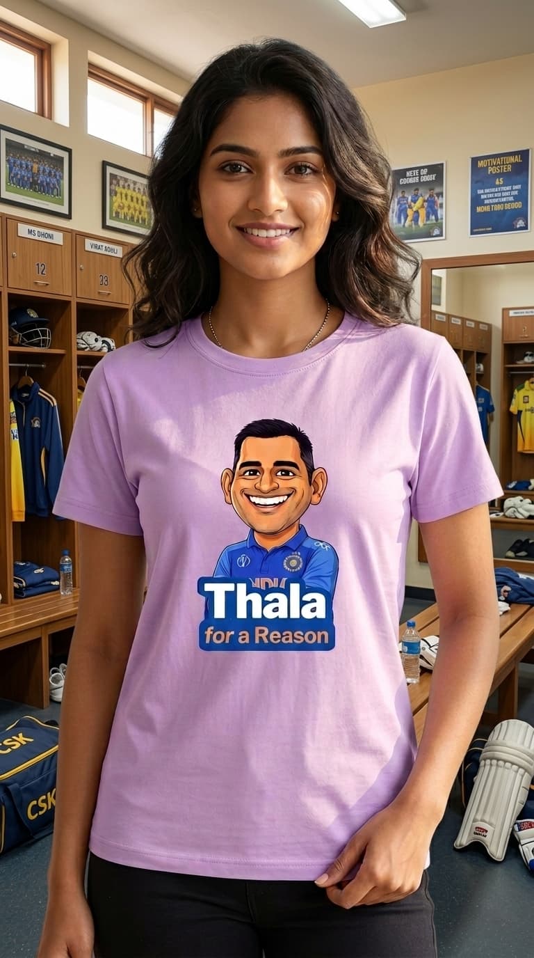 Thala for a Reason Cricket T-Shirt – Premium Cotton Purple Round Neck Fan Graphic Tee 0