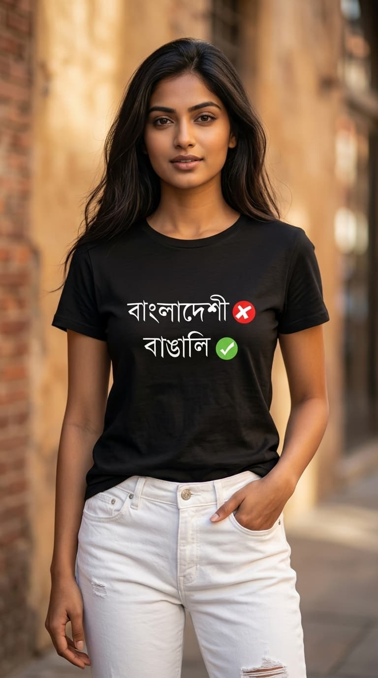Bengali vs Bangali Typography T-Shirt – Premium Cotton Black Round Neck Statement Graphic Tee 1