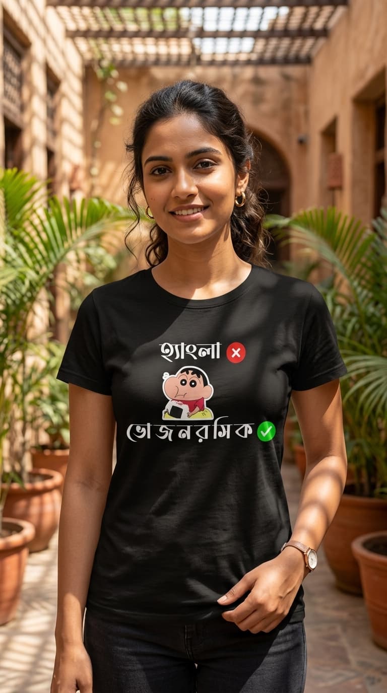 “Bangla X Bajnobisk ” Shinchan Graphic T-Shirt – Premium Cotton Round Neck Tees 0