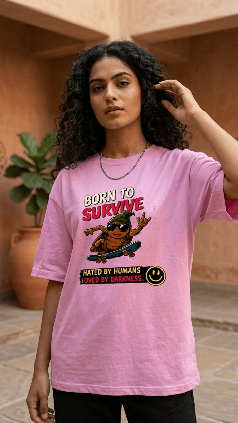 Born to Survive Cockroach Oversized T-Shirt | Premium Cotton Tees 1