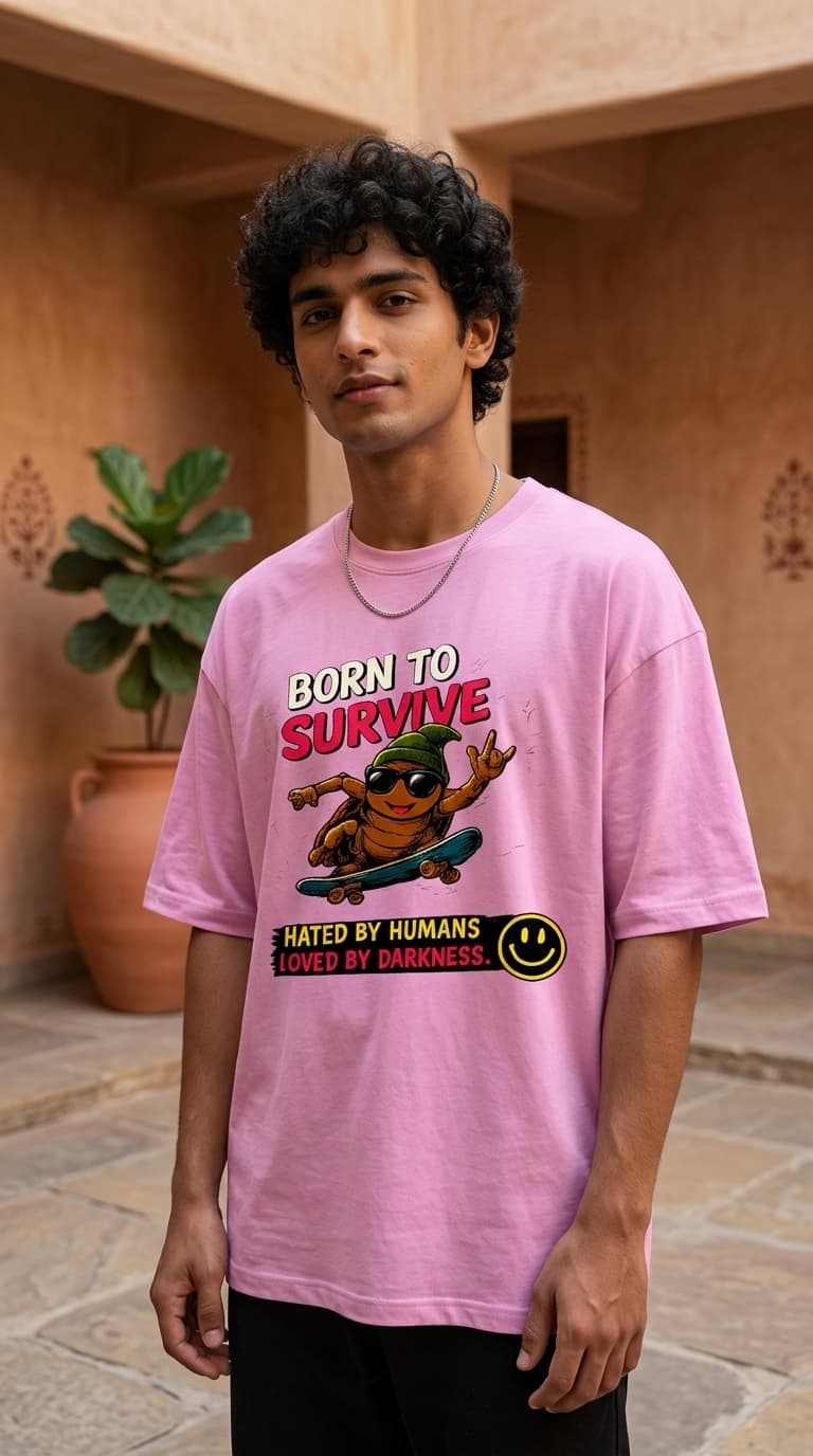 Born to Survive Cockroach Oversized T-Shirt | Premium Cotton Tees 0
