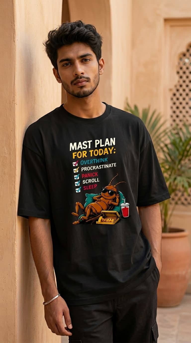 “Mast Plan for Today” Cockroach Oversized T-Shirt – Premium Cotton Streetwear Graphic Teees 1