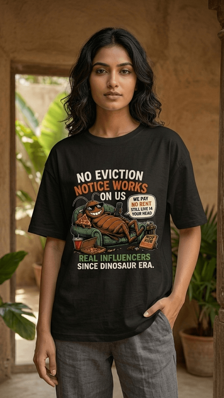 No Eviction Notice Period on Us Cockroach Oversized T-Shirt – Premium Cotton Streetwear Graphic Tee 1
