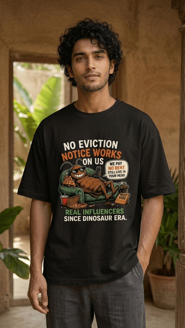 No Eviction Notice Period on Us Cockroach Oversized T-Shirt – Premium Cotton Streetwear Graphic Tee 0