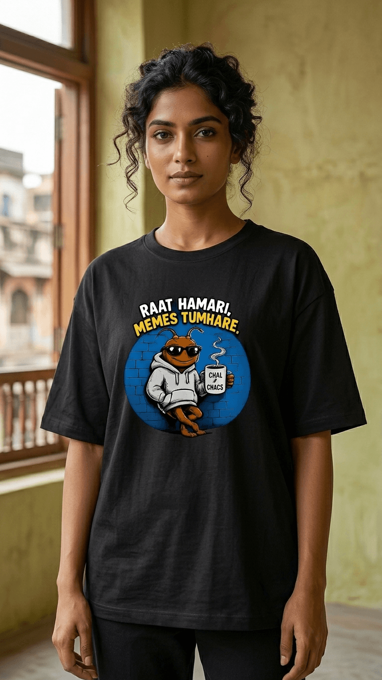 “Raat Hamari” Cockroach Oversized T-Shirt – Premium Cotton Streetwear Graphic Tee 1