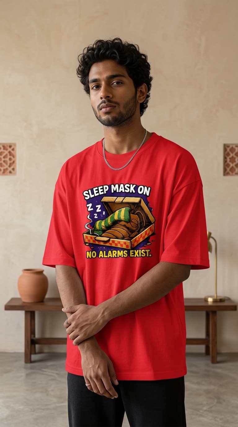Sleep mask On Cockroach Oversized T-Shirt – Premium Cotton Graphic Streetwear Tee 1